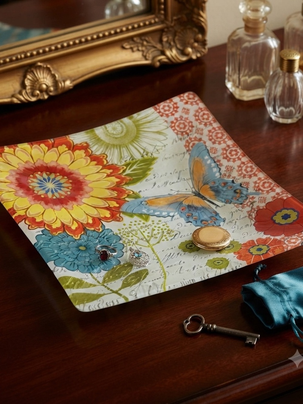 Prima Butterfly and Floral Decorative Plate